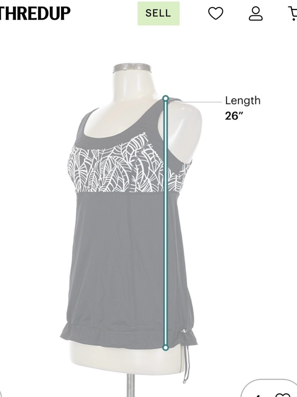 lululemon athletica Black Tankini Top with White Leaf Print - Picture 5 of 6